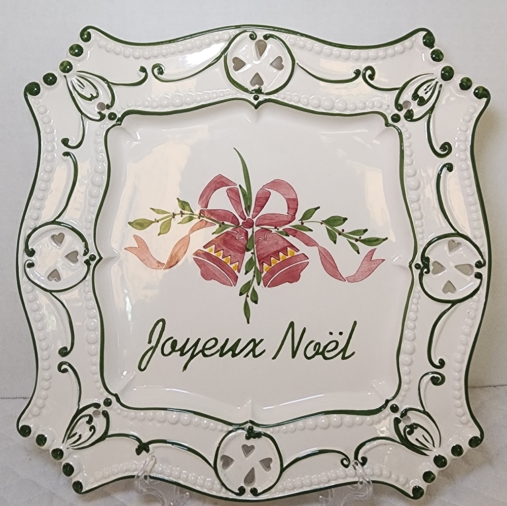 RCCL Made In Portugal Handpainted Christmas Bells Platter W/ Intricate Detail
